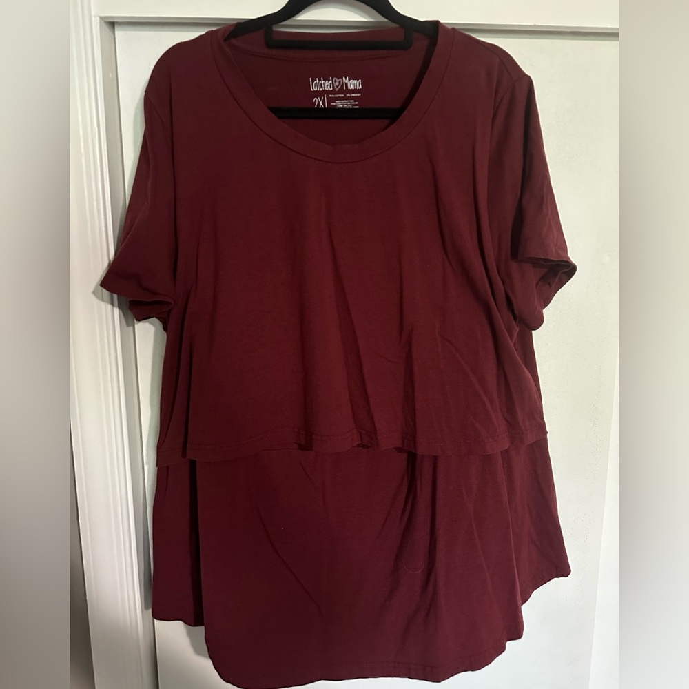 COPY - Red Short Sleeve Nursing Plus Size Shirt